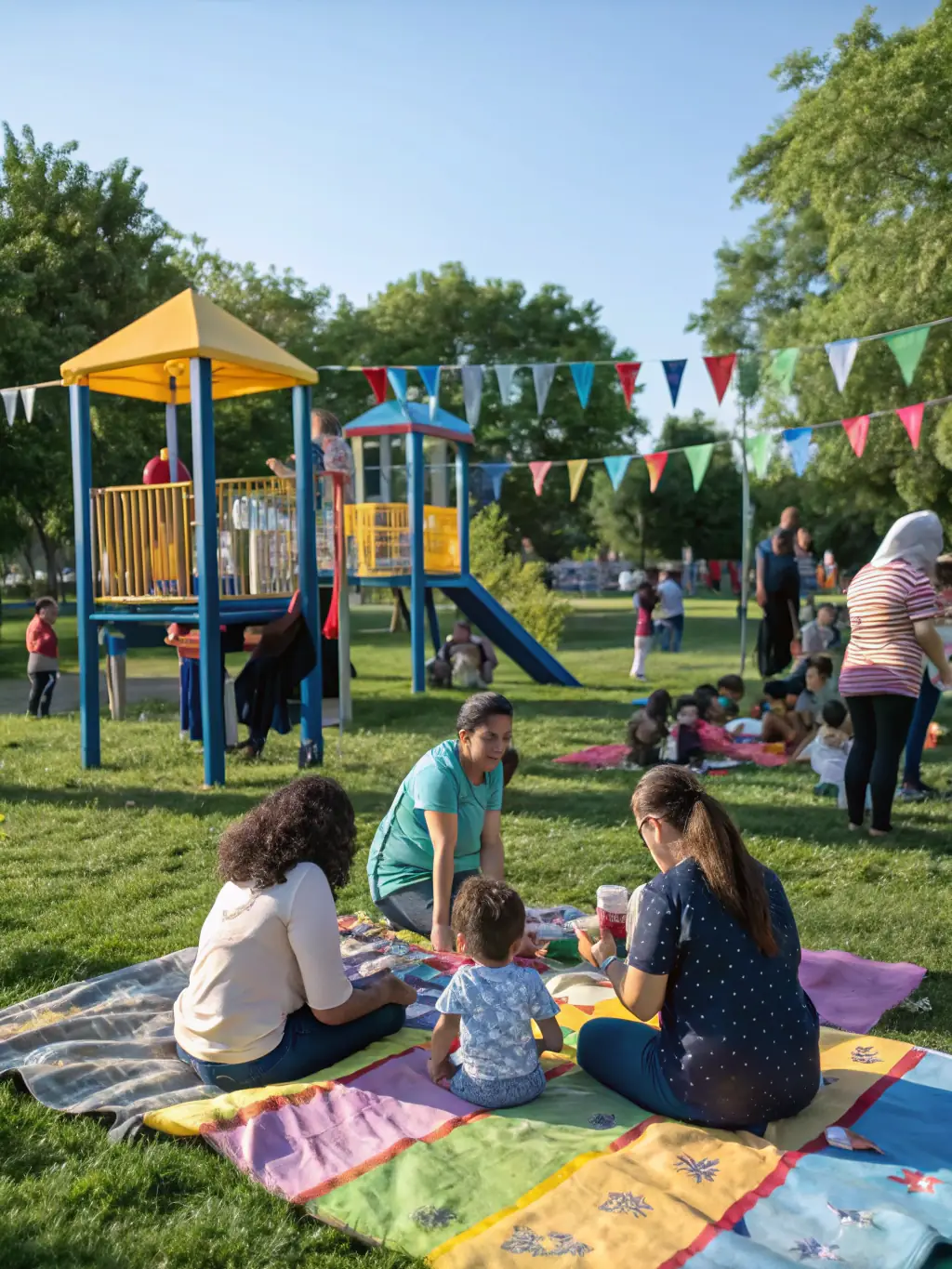 A visually appealing shot of a community outreach event organized by ASS MUSIQUE ET SPECTACLE, depicting volunteers interacting with local residents and promoting arts engagement.