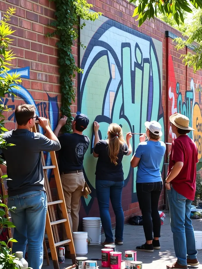 A captivating image of a collaborative art project, showcasing diverse artistic expressions and highlighting the power of teamwork and creative collaboration.